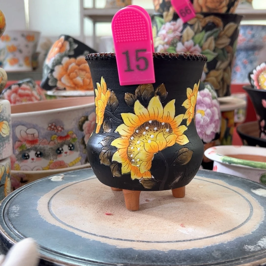 景德镇手绘花盆满38包邮