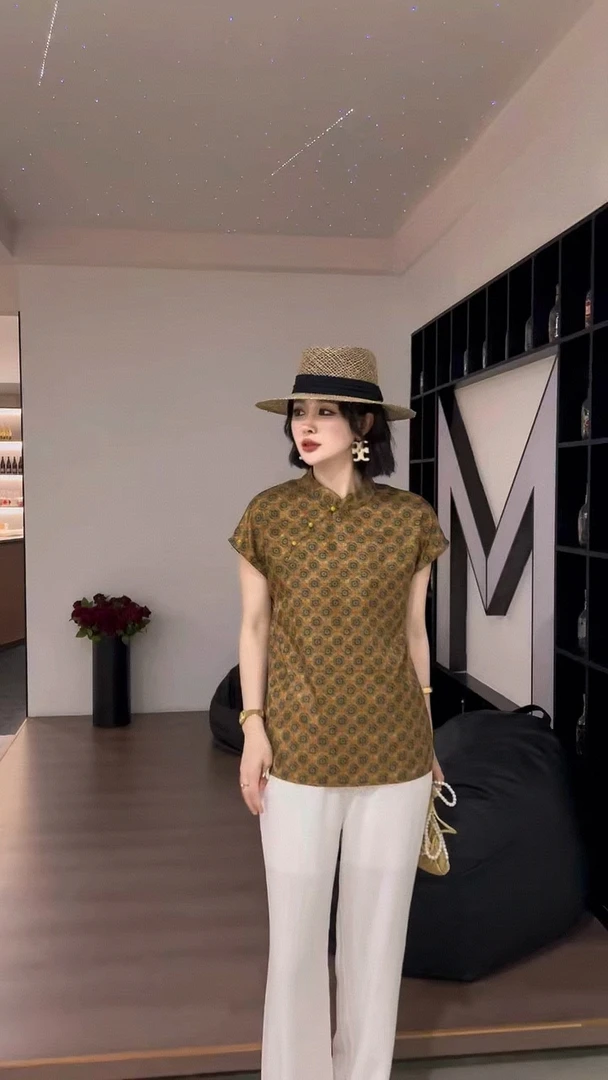 中式国风碎花夏季复古无袖显瘦小众休闲衬衫