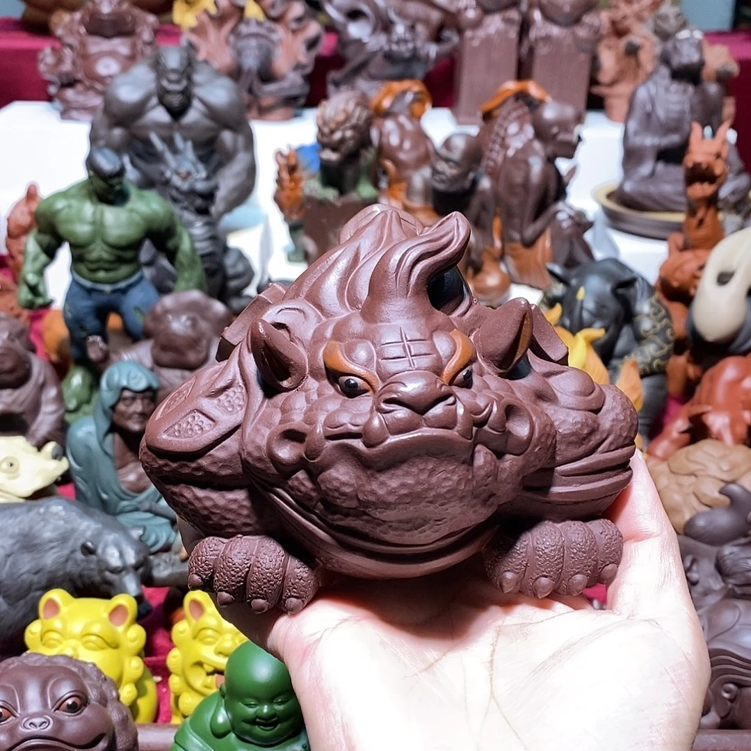 茶宠紫砂宜兴紫砂虎蟾