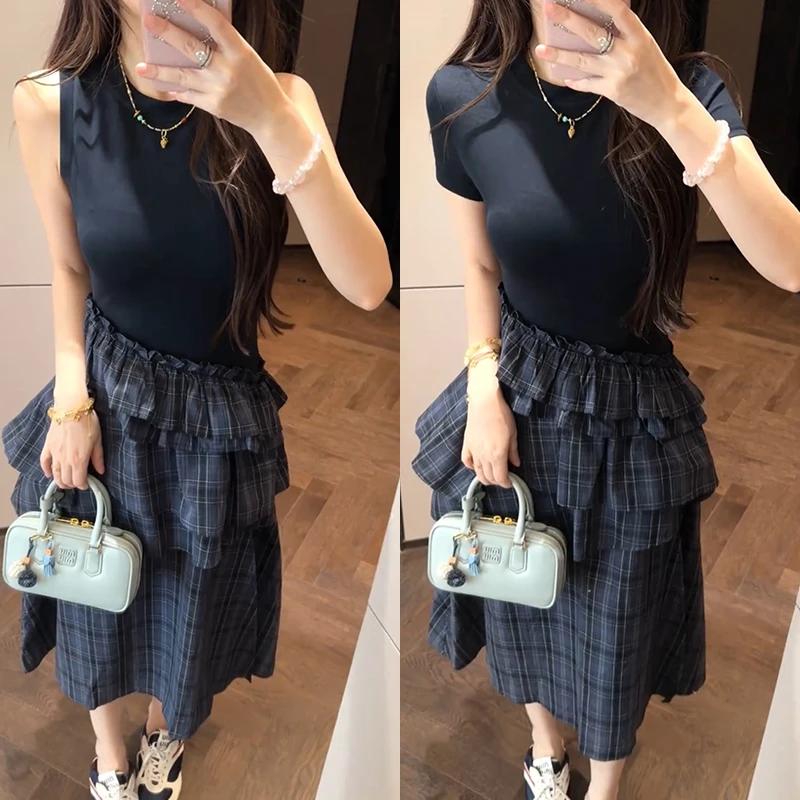 【mimius】七七 韩系甜酷设计感不规则拼接连衣裙 G05172