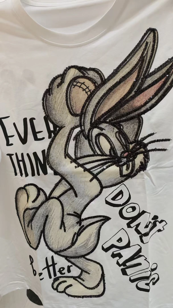 帽之都宽松白色彩色涂鸦大t