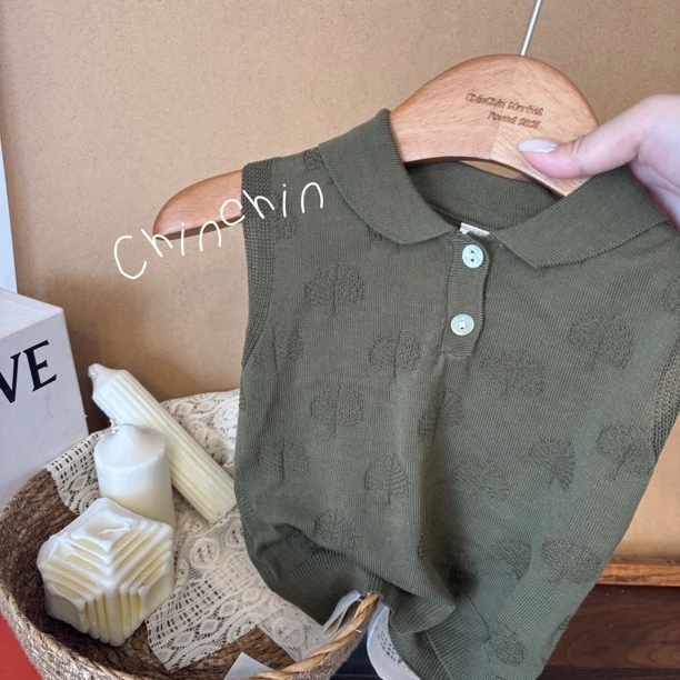 绿野仙踪·韩版夏日透心凉精梳棉丝材质男女童夏季背心POLO衫