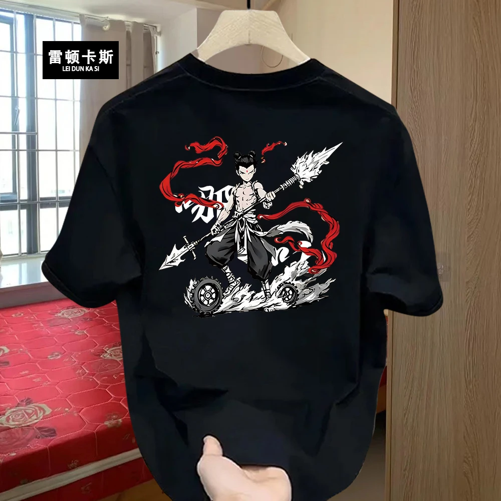 雷顿卡斯国风重磅纯棉短袖T恤青年男女款夏季潮牌哪吒之魔童闹海