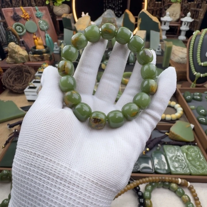 岫岩河磨玉（透闪石质玉）未镶嵌手串