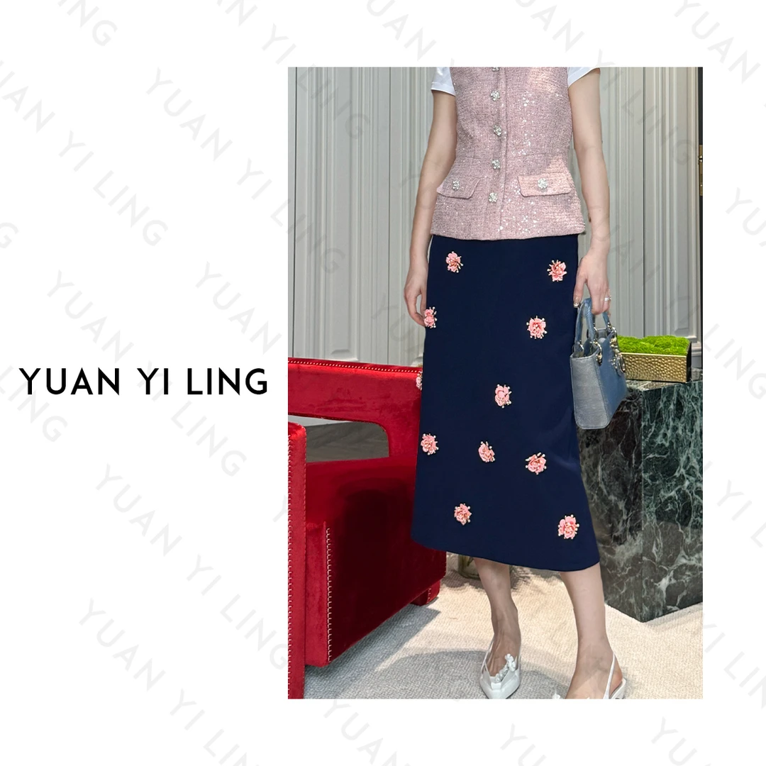 袁艺灵【花语】25春季定制手工花朵时尚优雅高级感半身裙