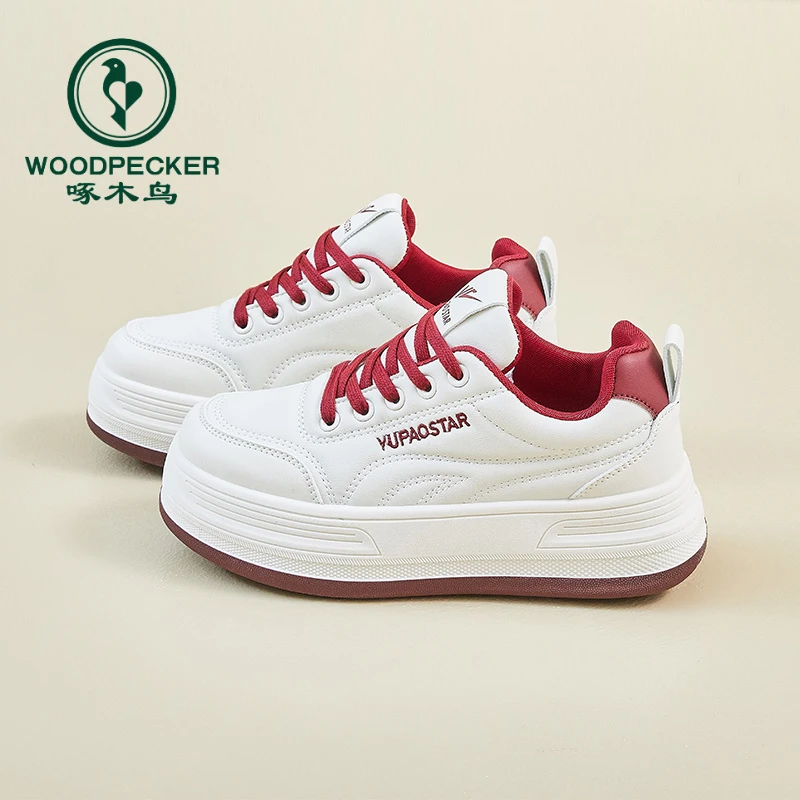 啄木鸟2025秋季小白鞋新款韩版ins潮女学生厚底增高板鞋休闲鞋