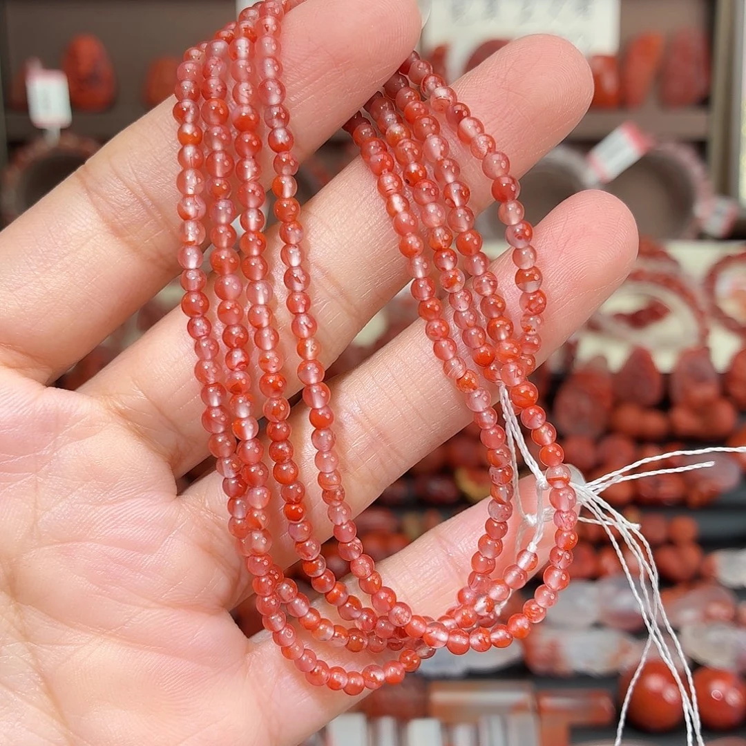 南红玛瑙未镶嵌颈饰冰红小米珠多圈3+