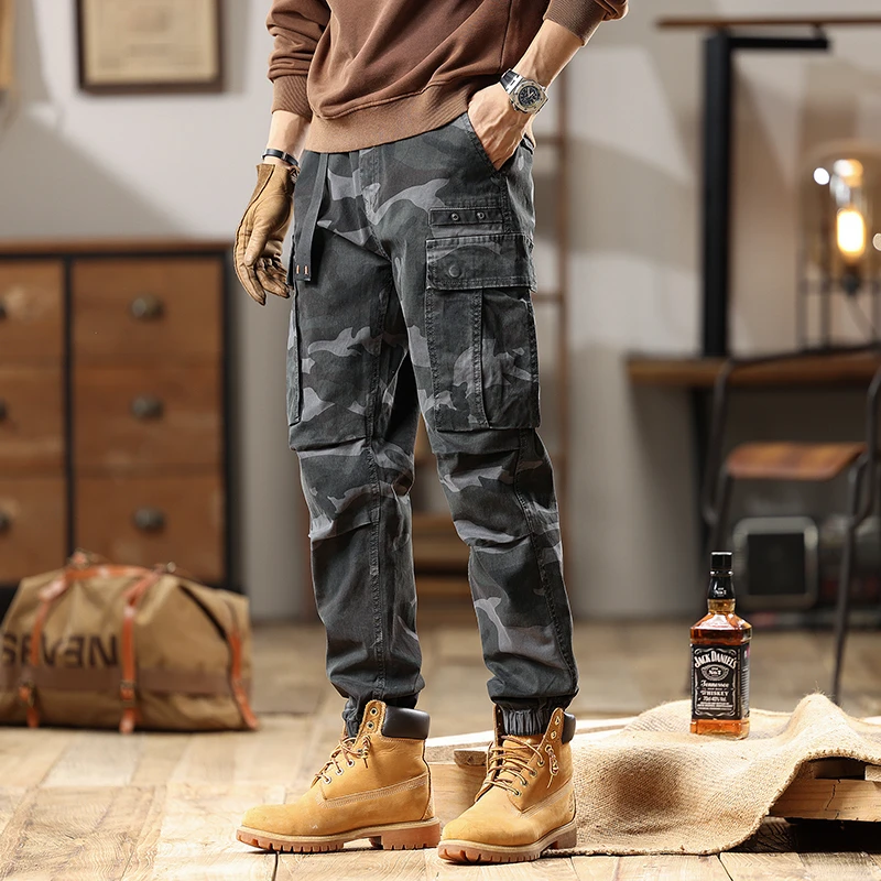春秋季机能工装裤男痞帅伞兵裤美军沙漠迷彩狼牙战术裤男士休闲裤