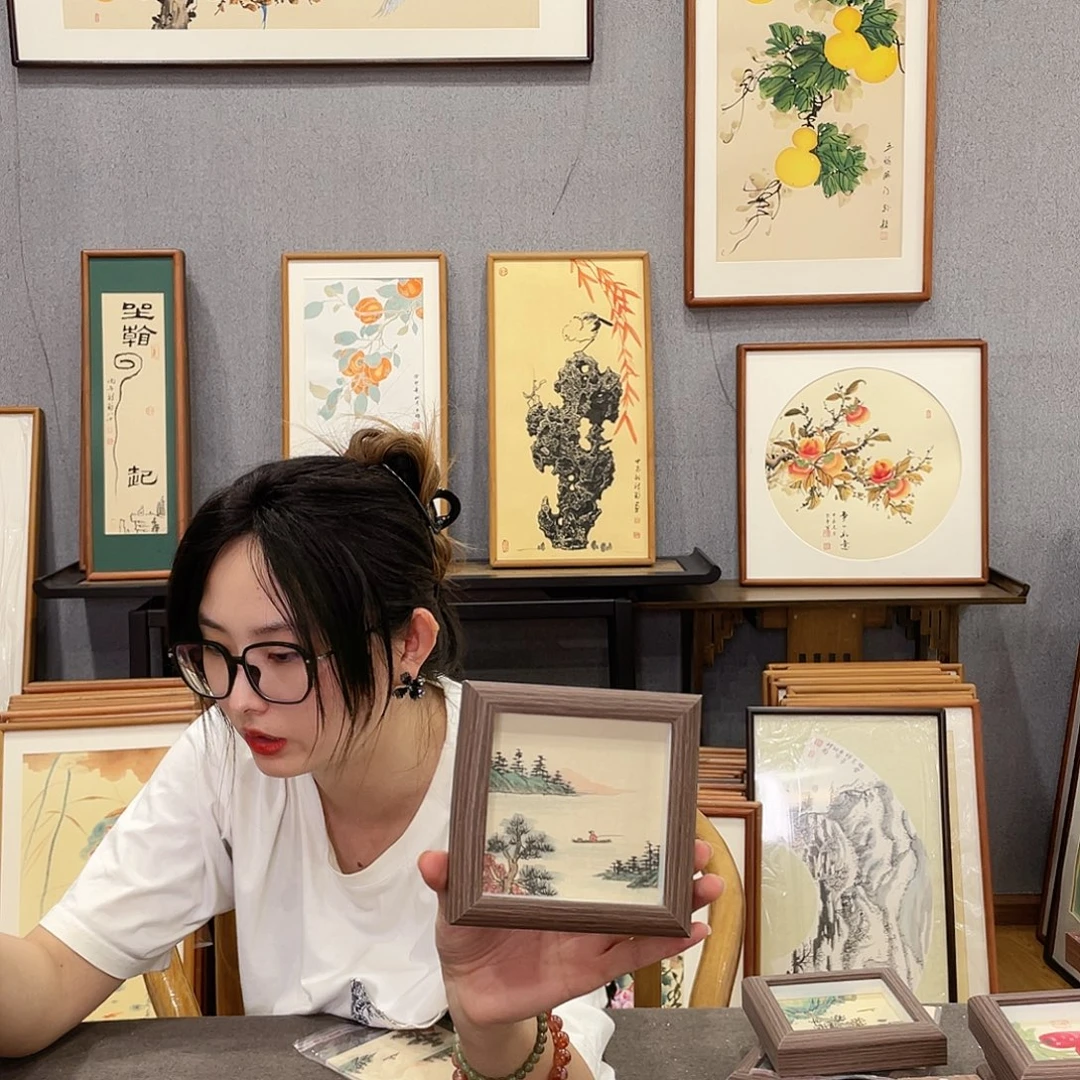 书法手绘带框尺寸：12*12