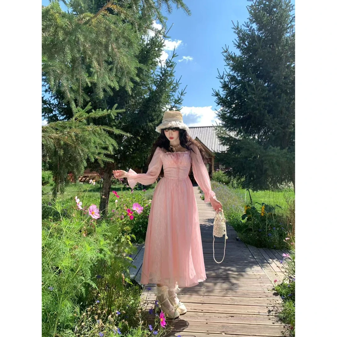 【QIANJIN】‘浮光少女’法式秋季度假甜美显瘦收腰连衣裙QL86260