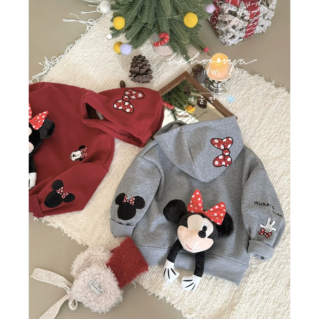 【奇妙米妮】二Hihoniya~2025冬季亲子米妮贴布绣连帽加绒卫衣