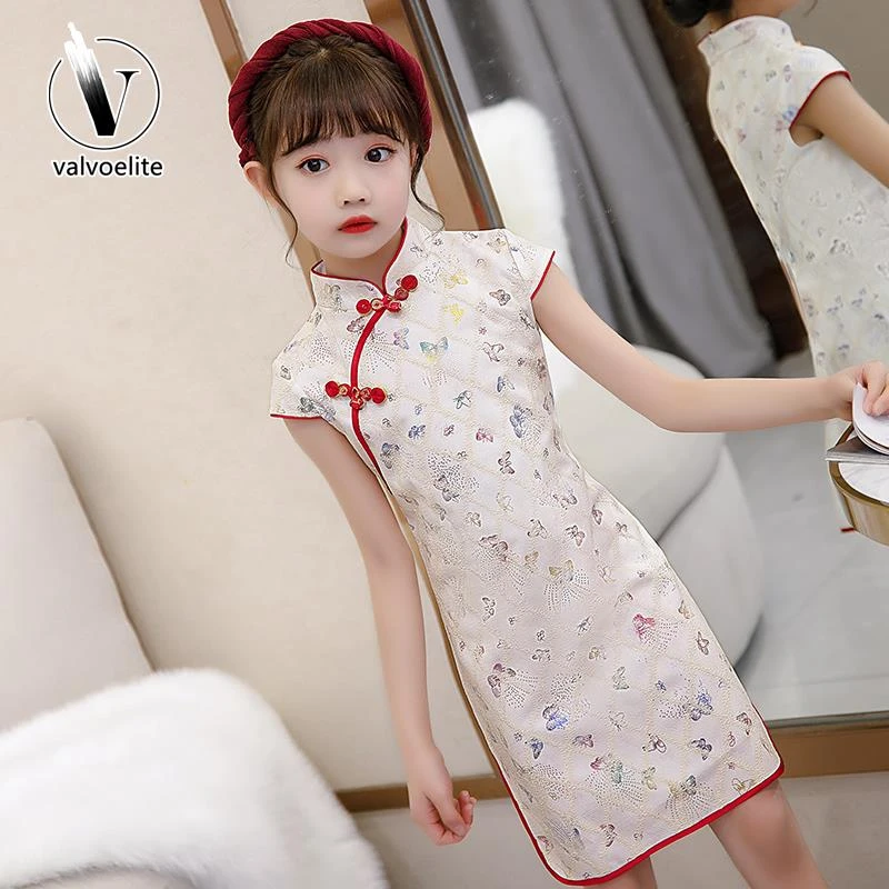 VALVOELITE旗袍裙2025新款蕾丝女童夏季小女孩连衣裙新中式中国风