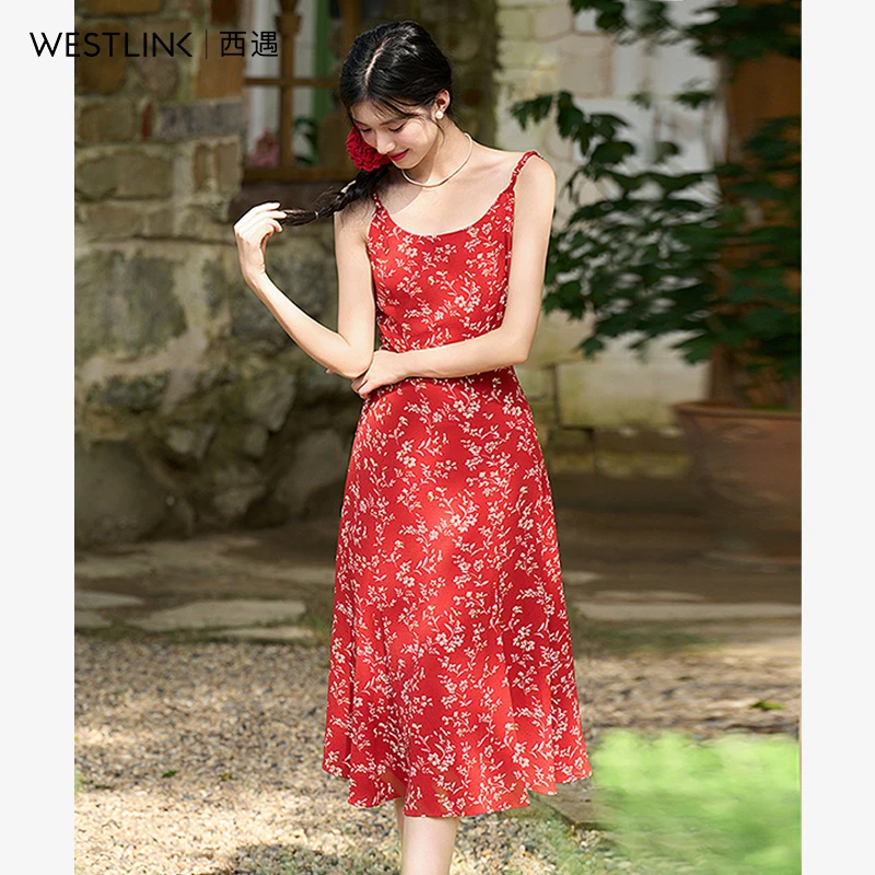 1840法式浪漫复古气质碎花吊带裙女2024夏季热情度假裙连衣裙