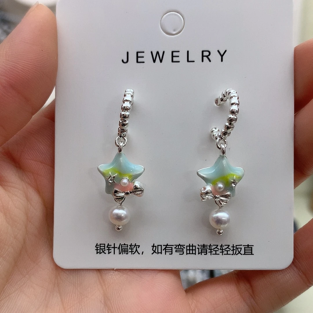 耳饰银S925镶嵌淡水珍珠