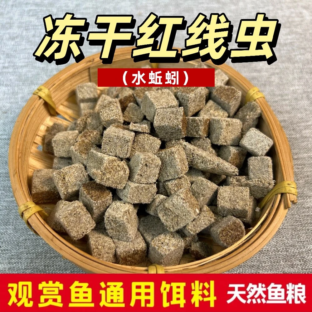冻干红线虫粘贴鱼食水蚯蚓热带鱼金鱼锦鲤灯科鱼孔雀鱼观赏鱼饲料