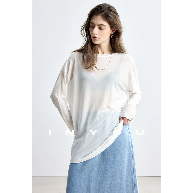 因由【05/16 am10:00上新】空气透感轻薄氛围感宽松长袖T防晒衣女