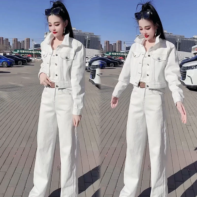 2025高级时尚牛仔套装女春宽松大码显瘦气质洋气网红高档两件套潮