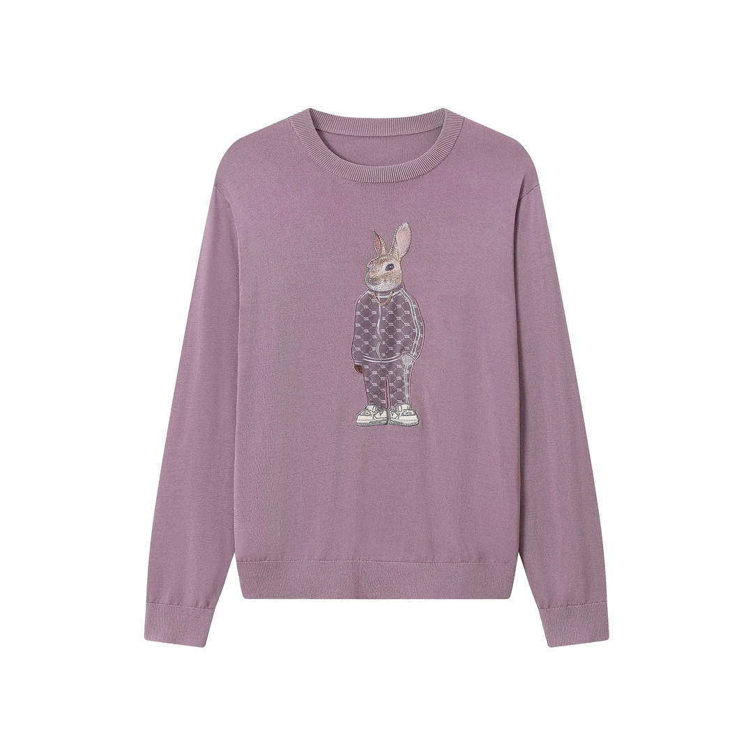 【TR】330-3035330-上衣 春秋经典针织宽松贴花套头上衣 男女同款