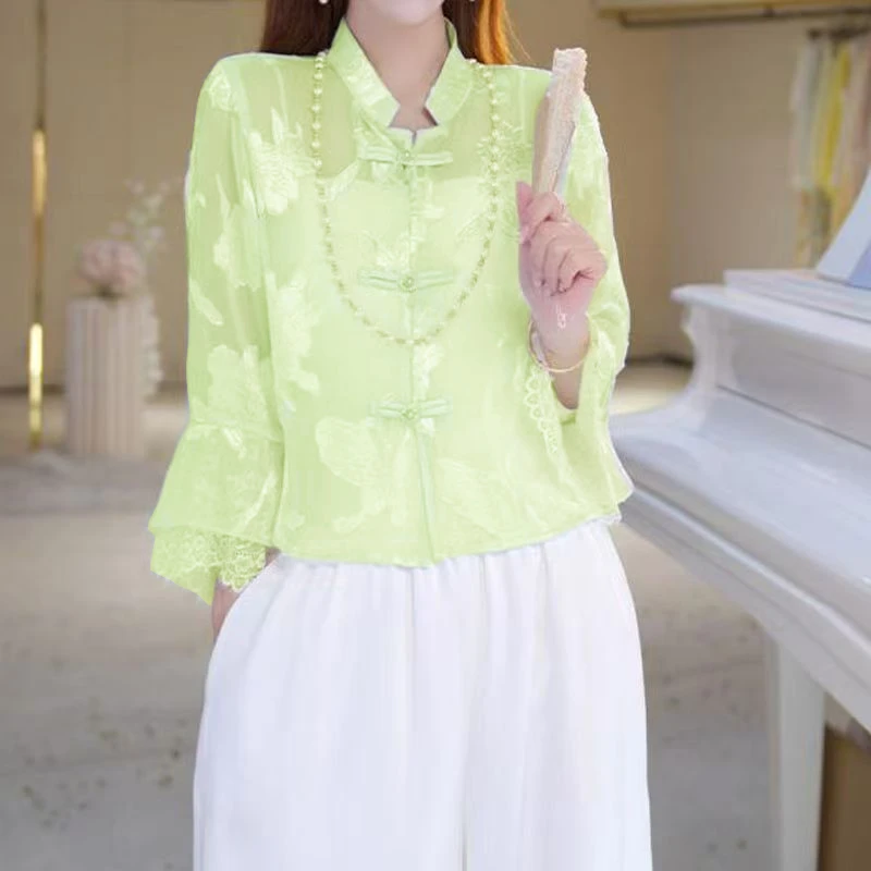 2025新款新中式衬衫外套防晒薄款夏季汉元素国风女装刺绣上衣外套