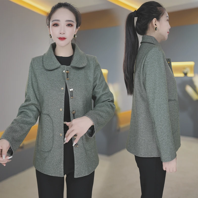 【高货定制】C613绿色妈妈春秋外套女士休闲西服中老年秋装新款