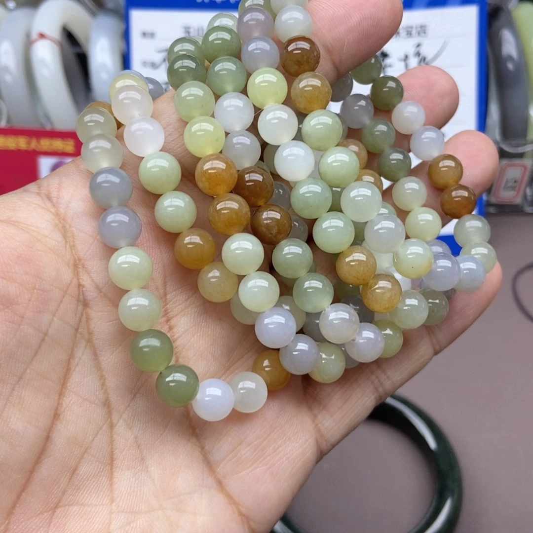 和田玉手串未镶嵌卡8