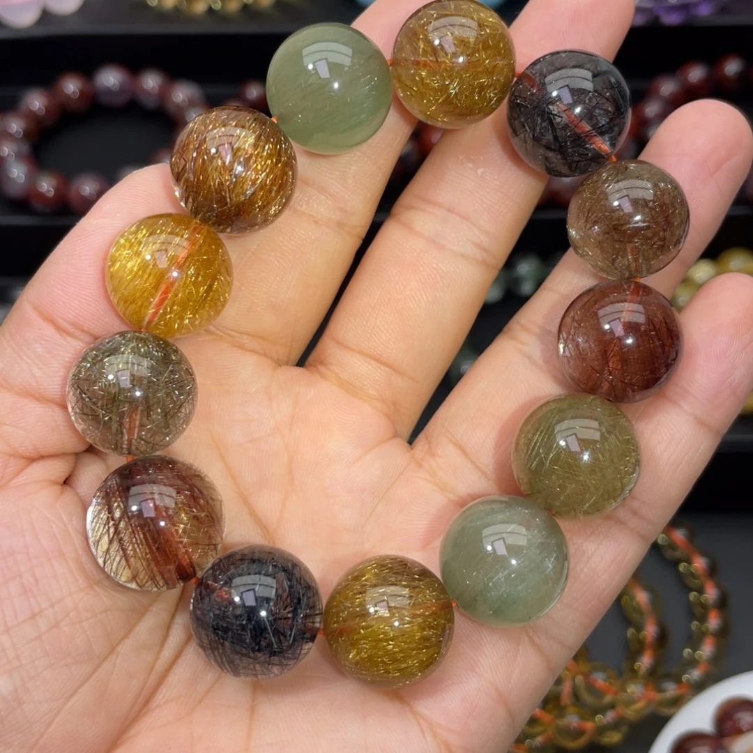 手链水晶未镶嵌彩发晶大颗粒18+