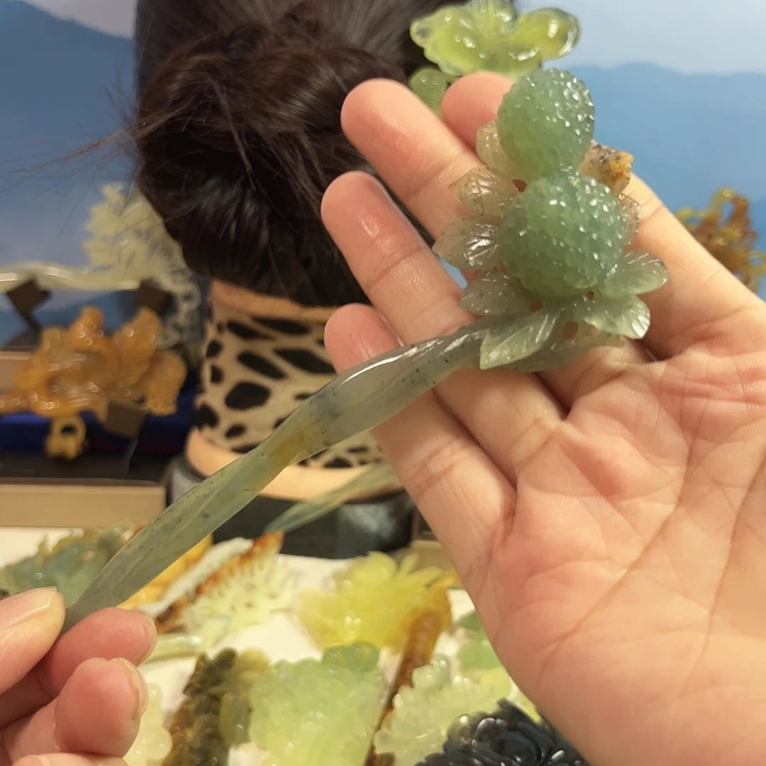 蛇纹石玉合金发饰