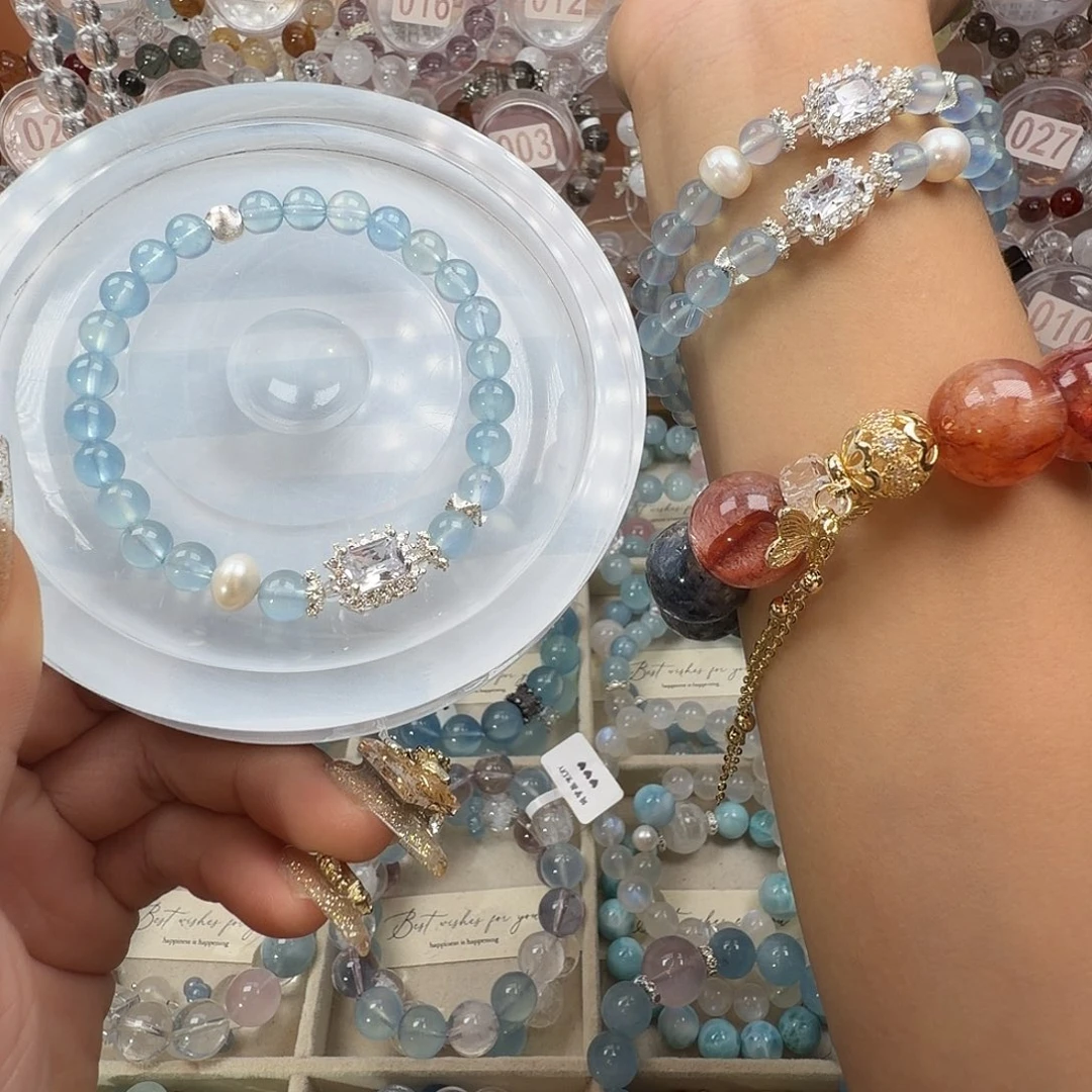 银S925镶嵌手链烟晶