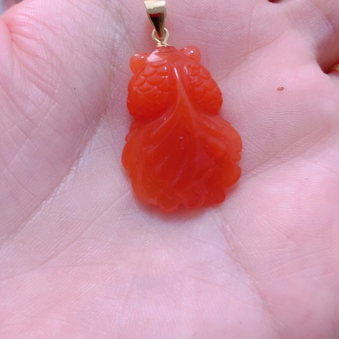 南红玛瑙银S925镶嵌吊坠(不含链)