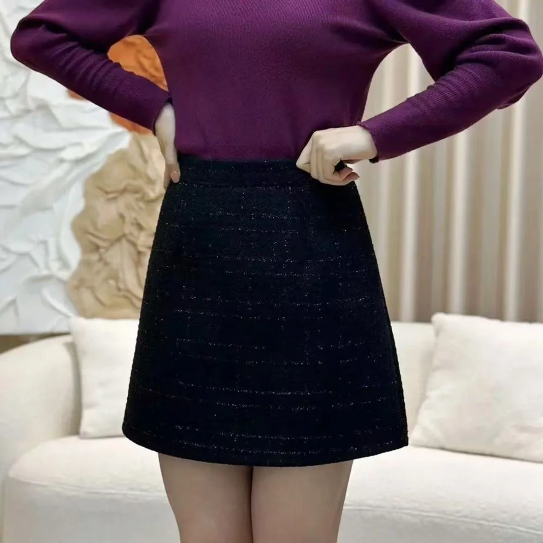 新款小香风A字裙百搭显瘦短裙百搭显瘦半身裙子女款短裙小半身裙