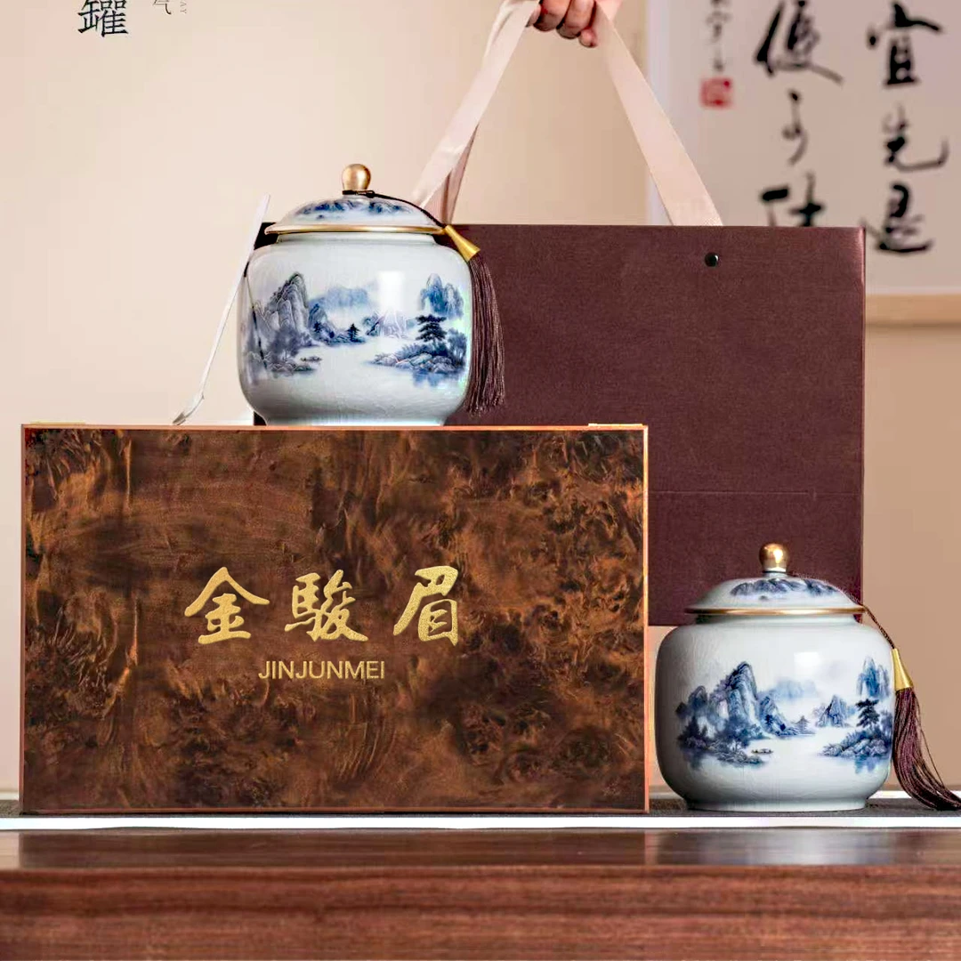 金骏眉红茶500g 2025新茶叶礼盒装 高档陶瓷 春节送礼（ 木盒大双）