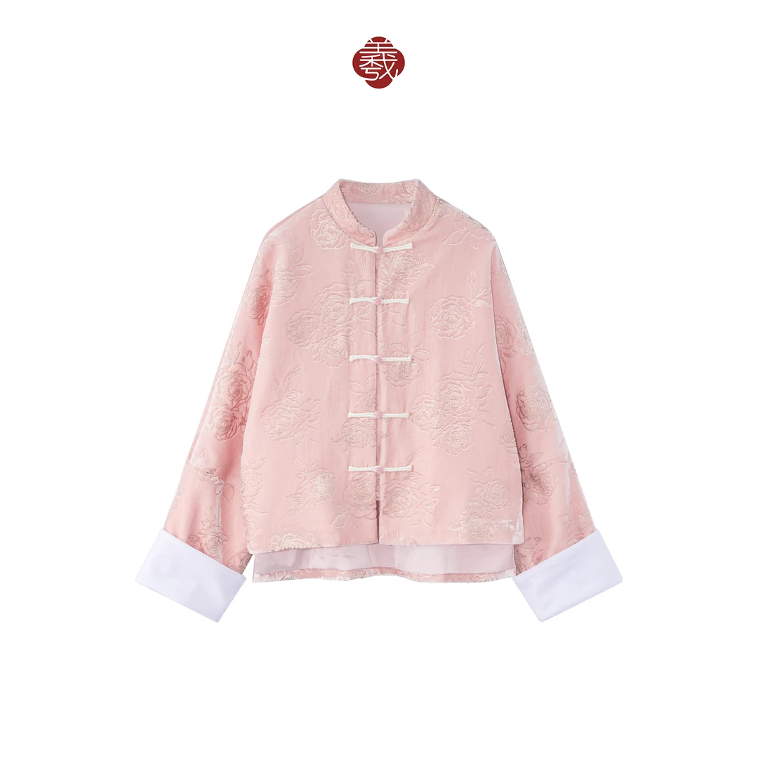 南羲【洛神】早春新款新中式盘扣气质高级丝绒外套