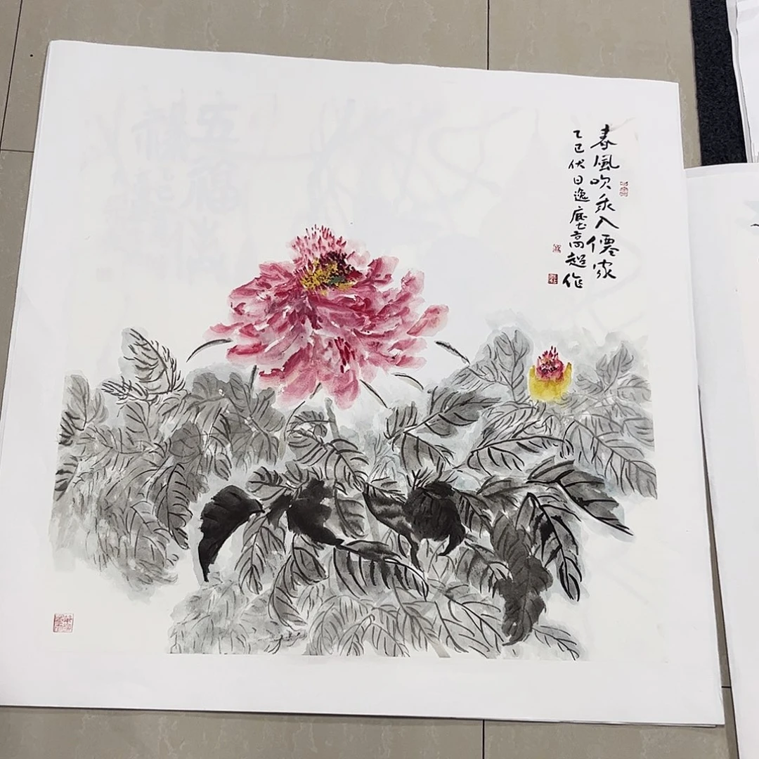 国画高超老师四尺斗方花鸟作品旭