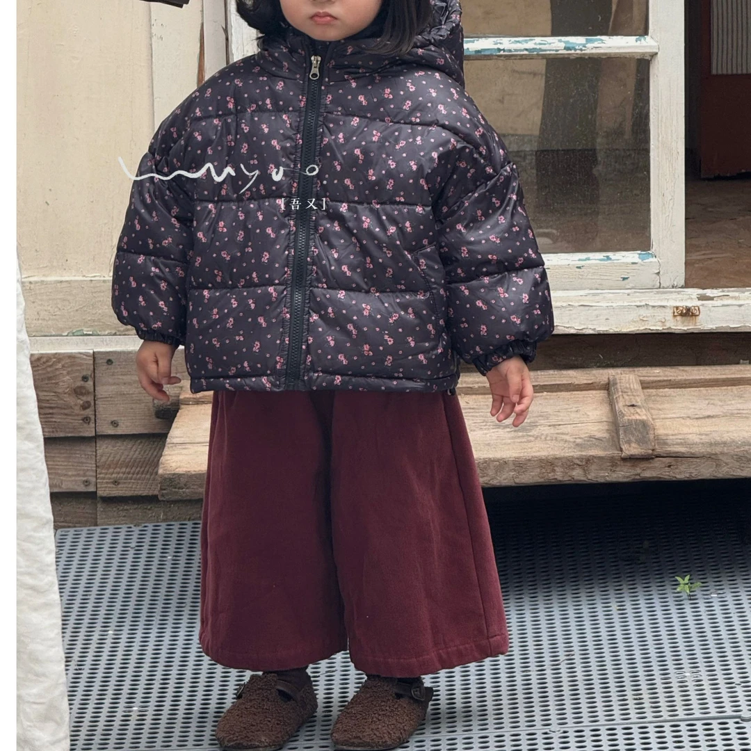 【歪歪妞童装】241805儿童可爱复古碎花保暖加厚连帽羽绒服冬季