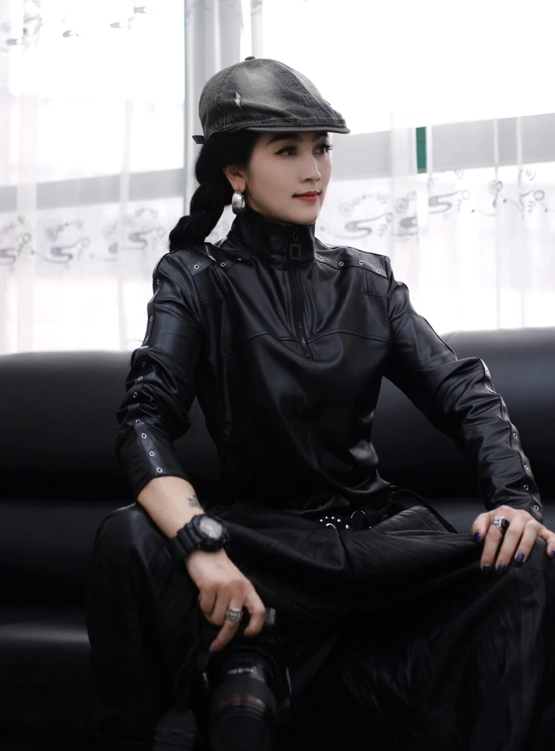 张姐新款潮牌秋季涂层黑色长袖T恤9025款时尚网红洋气炸街女装