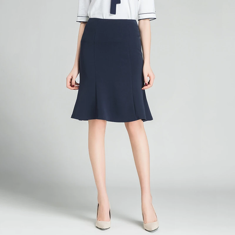 鱼尾裙半身裙女夏季新款荷叶边短裙包臀裙高腰职业西装裙22649