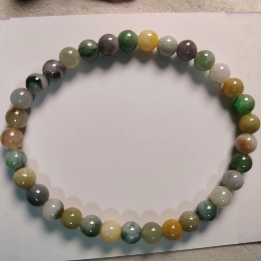 天然A货翡翠缅料天然色有纹裂卡5加多色一串随机发