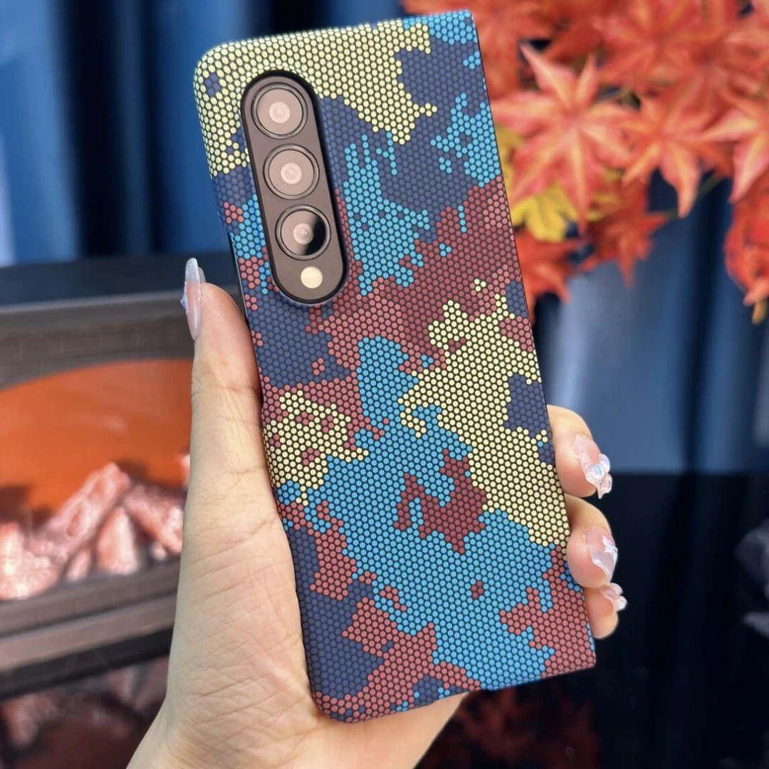 多色迷彩磨砂保护套适用三星Z Fold5手机壳超薄防摔全包折叠款