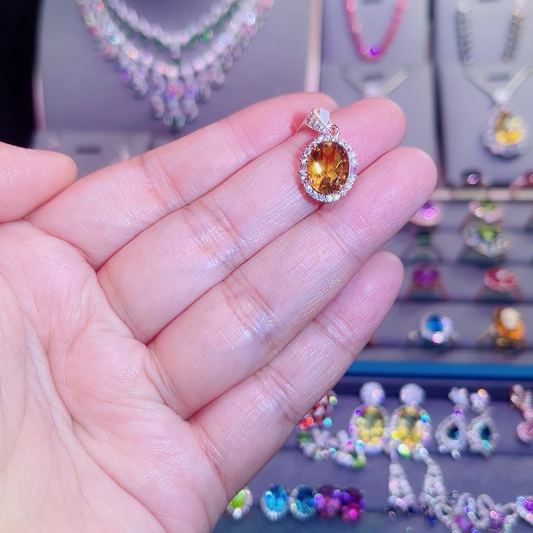 吊坠(赠链)银S925镶嵌黄晶