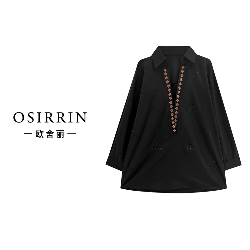 OSIRRIN新款烫钻休闲潮流时尚长袖衬衫CS7266