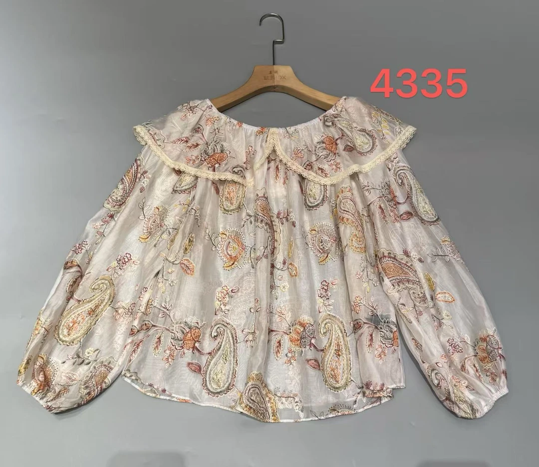 4335印花长袖气质上衣衬衫