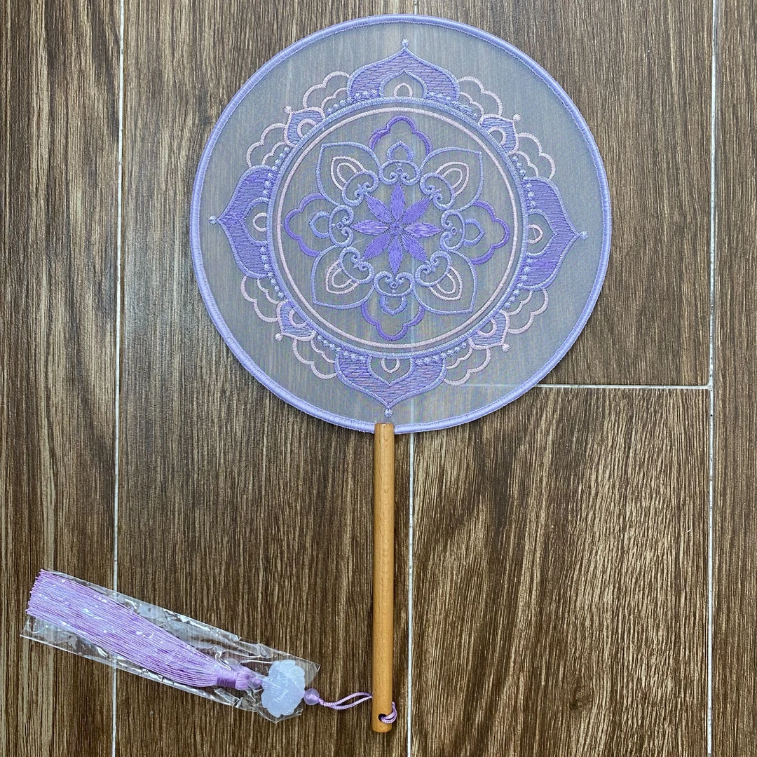 【33紫色唐卡】 苏绣精品双面刺绣古典团扇