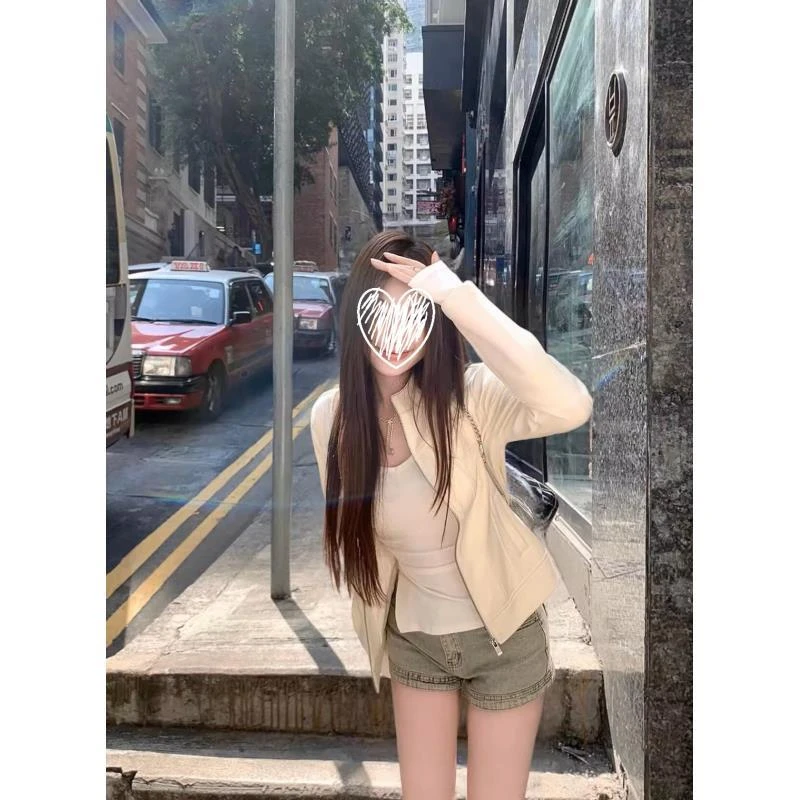 加州礼拜一美式立领针织卫衣修身显瘦春秋短款外套女9017