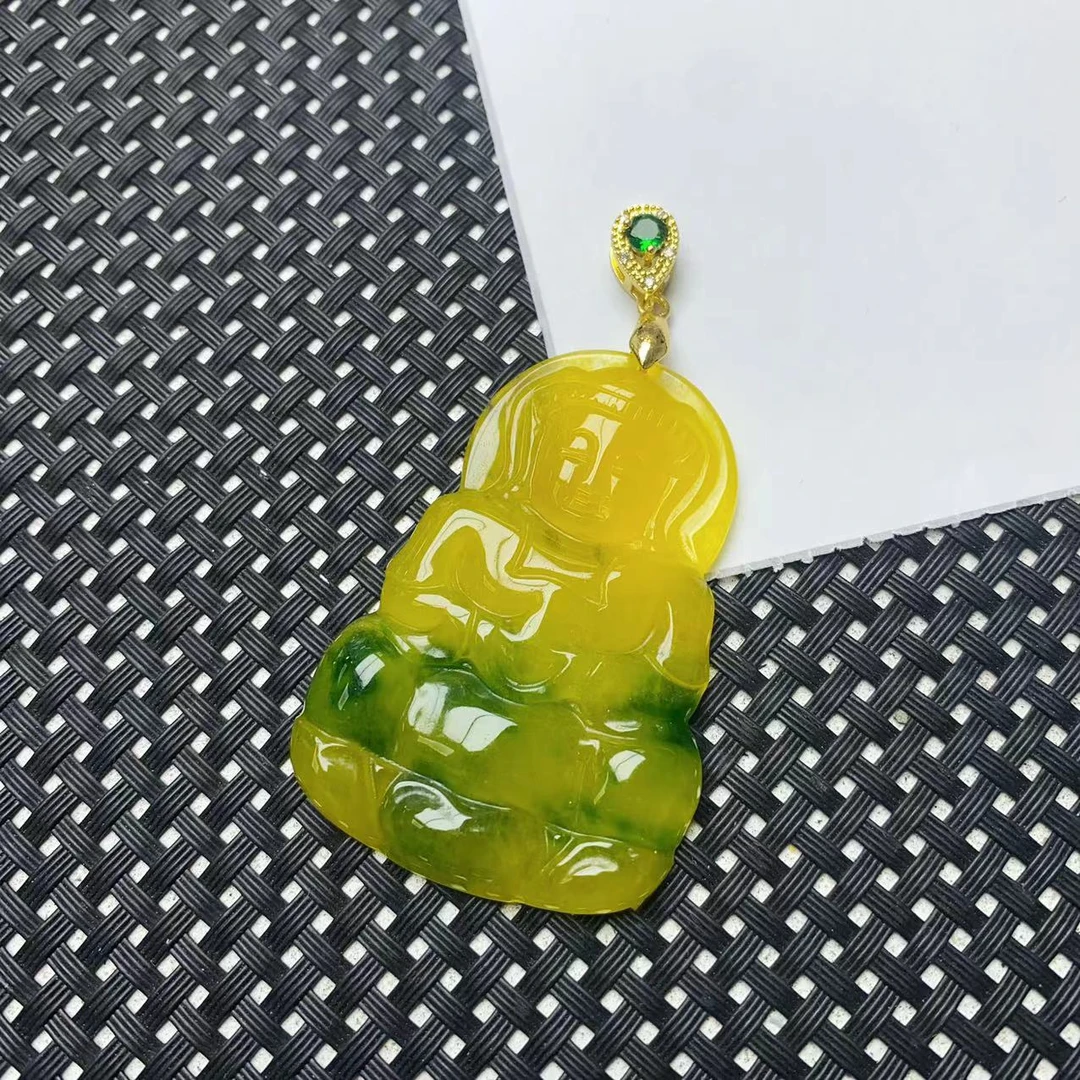[小石]A360黄加绿观英吊坠
