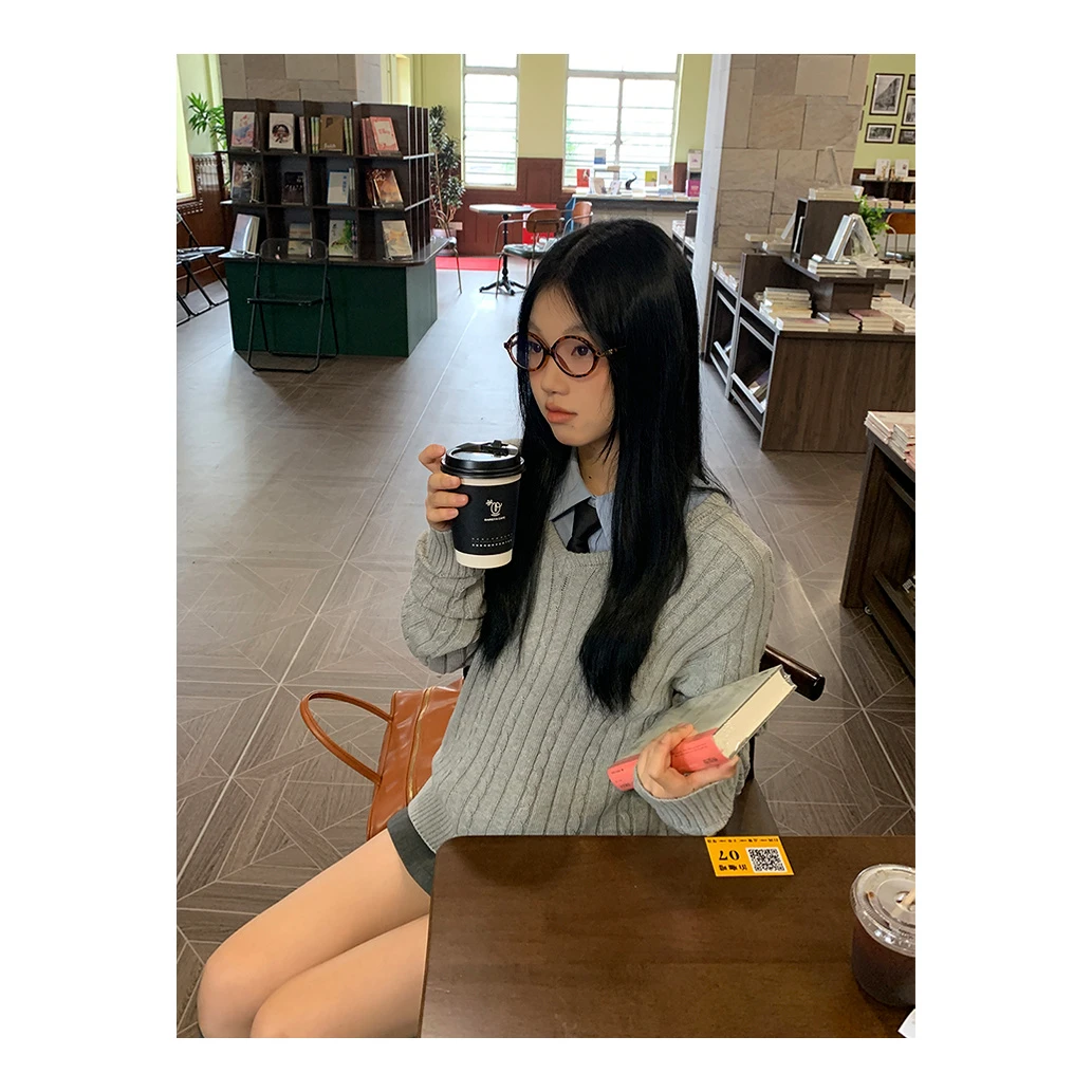 【HRG清仓】秋冬套头设计感小众外穿韩版长袖毛衣HJ2453