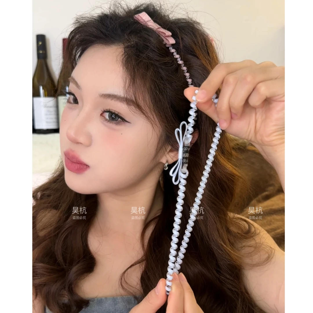 一款四戴！可做chocker！新款夏甜妹电话线发绳发箍氛围感发圈发带