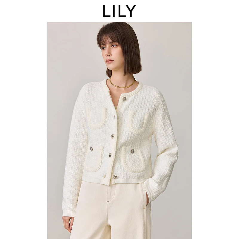LILY2025春新款女装毛织开衫125119TC908