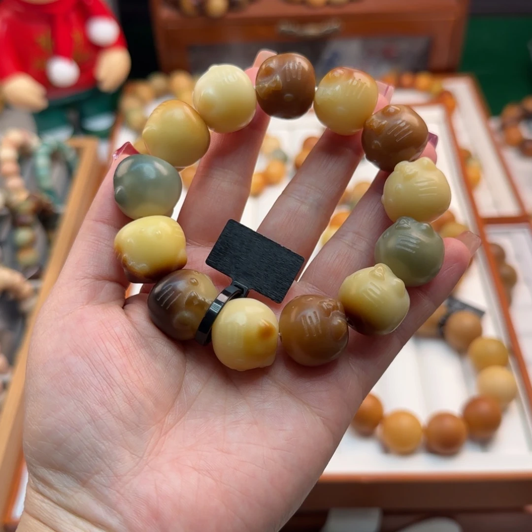 菩提根/象牙果手串瘦****6卡20雕刻工艺干磨瑕疵