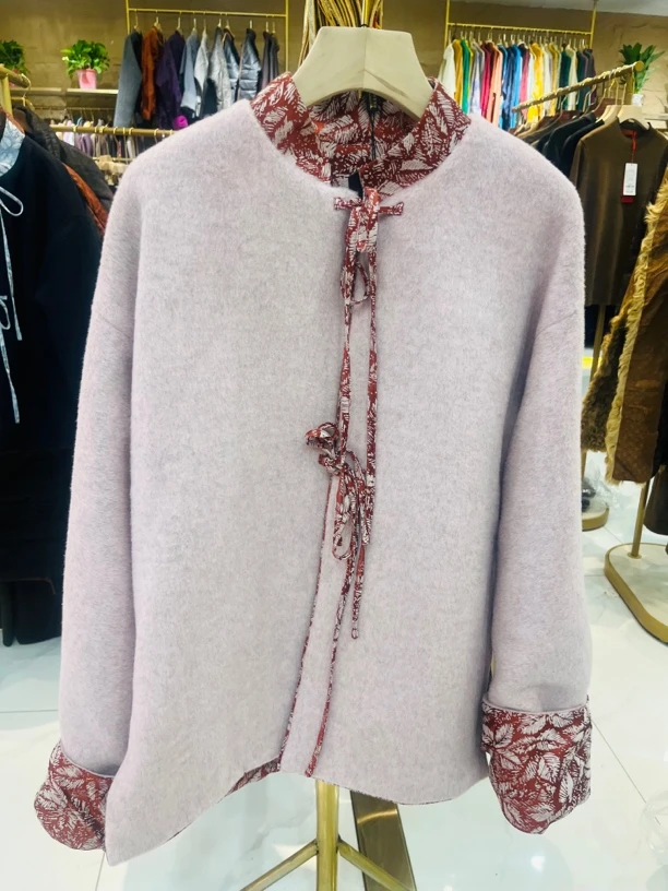 冬季貂绒女士双面藏风外套