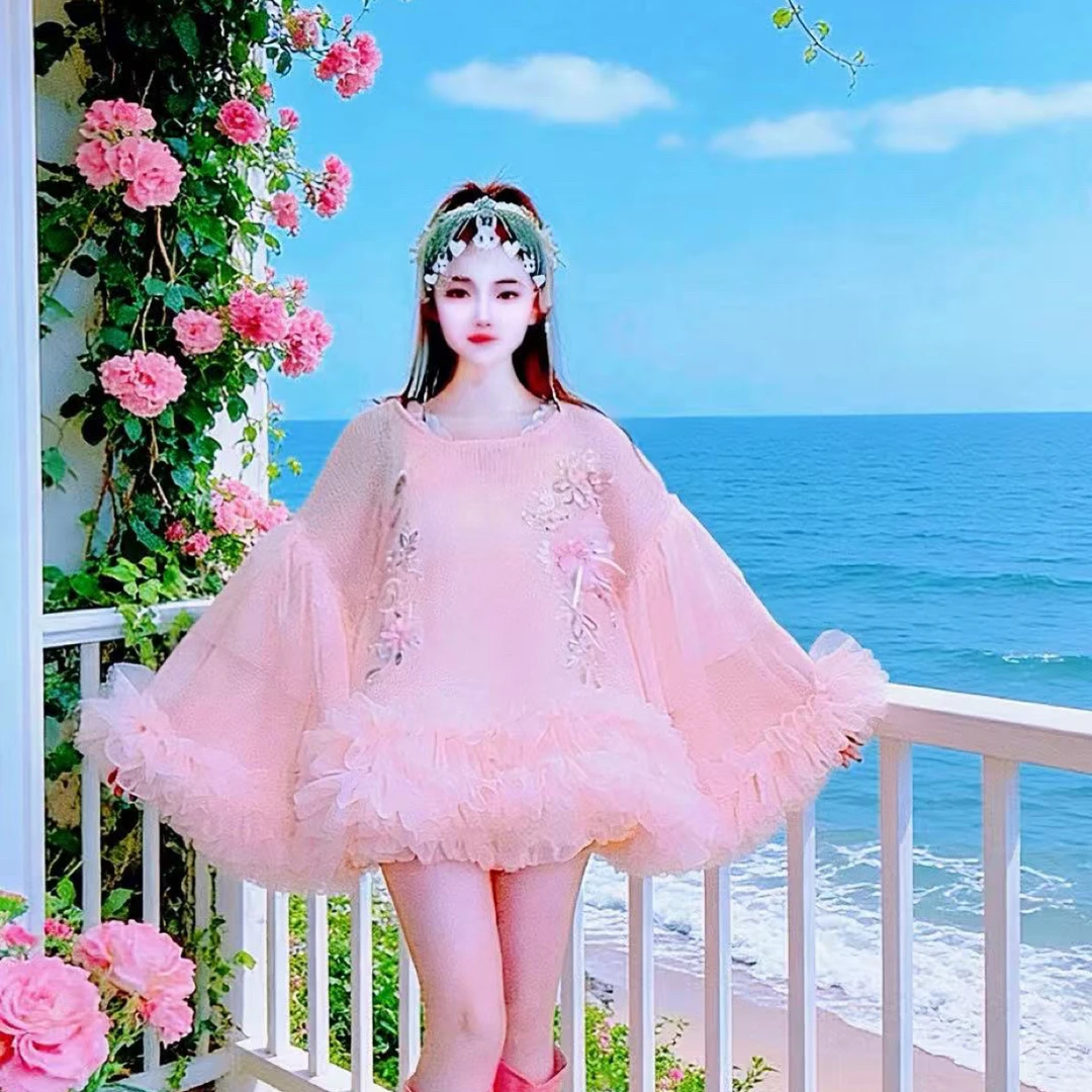 【面条仙仙】3834#设计师新款蝙蝠大袖版气质仙仙洋气套装